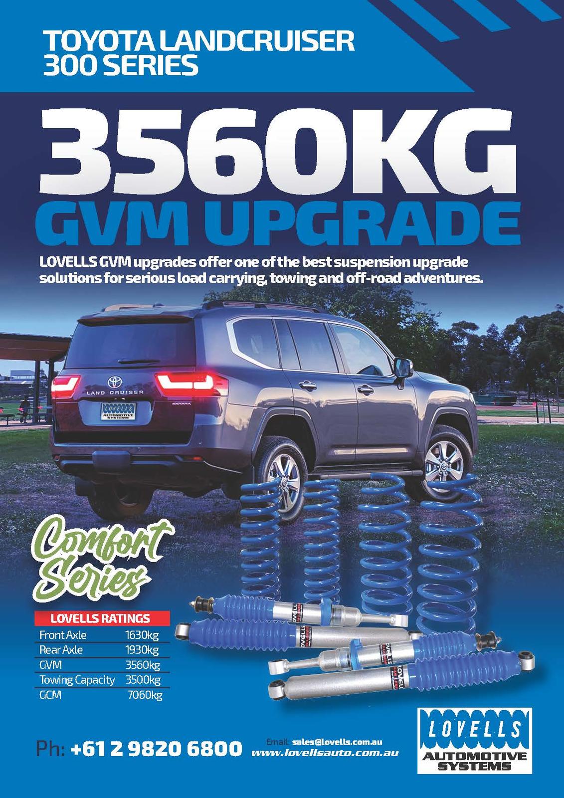 3560kg Lovells Comfort GVM Upgrade Kit to suit Toyota LandCruiser 300 Series 2021-on