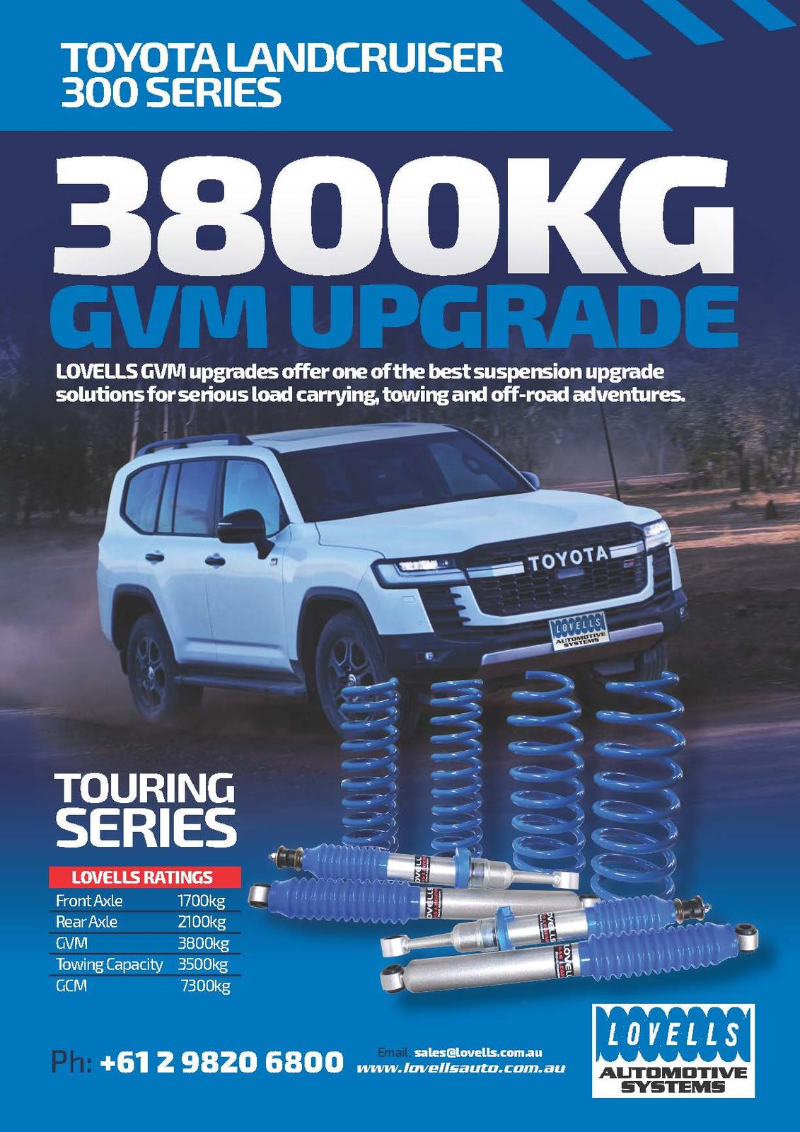 3800kg Lovells GVM Upgrade Kit to suit Toyota LandCruiser 300 Series 2021-on