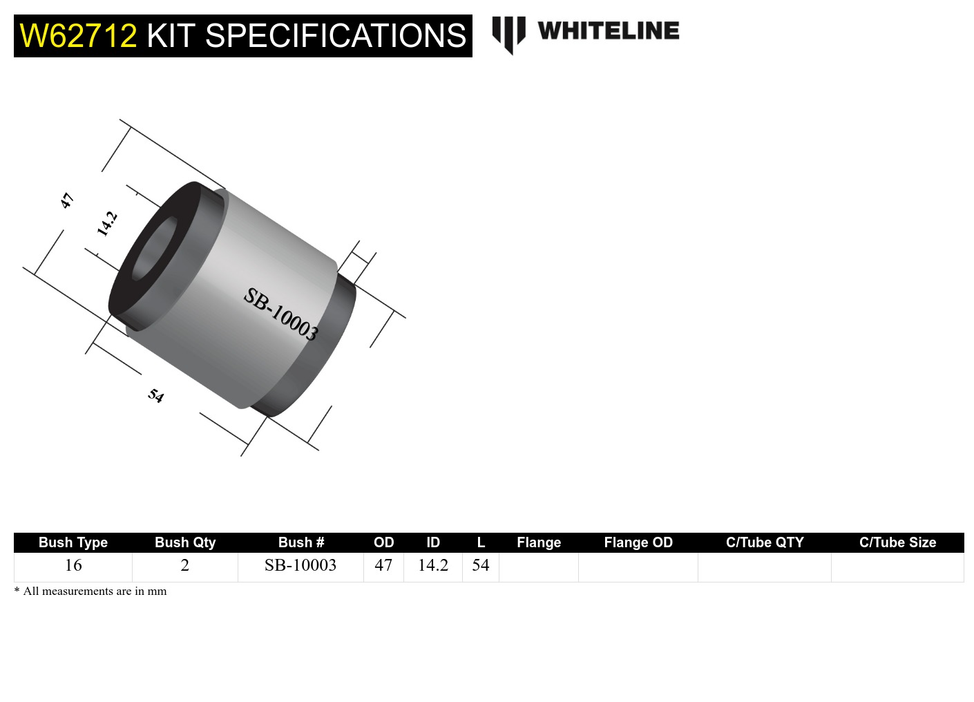 Rear Control Arm - Bearing Kit 47.2mm OD to Suit Ford Falcon/Fairlane AU-FGX, Territory SX-SZ and FPV