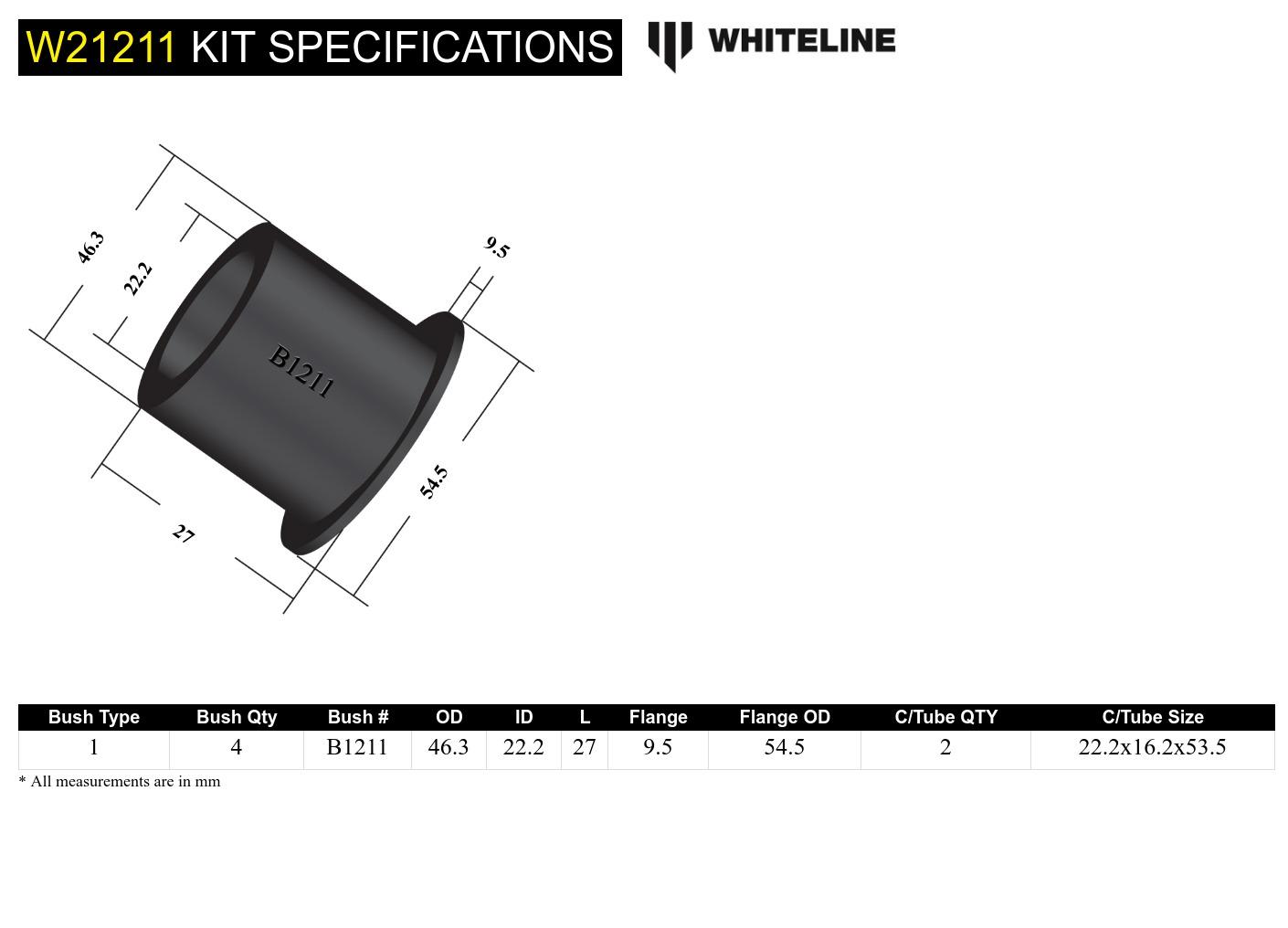 Front Lower Control Arm - Outer Bushing Kit to Suit Holden Apollo and Toyota Camry