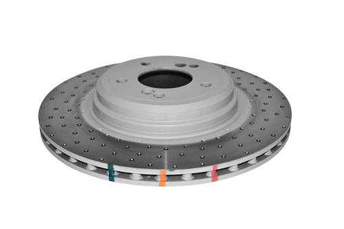 Go to 4000 Cross-Drilled, Dimpled Silver Paint KP Brake Disc to suit BMW 1M E82 2011-on R