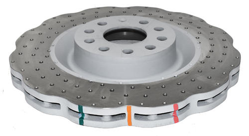 4000 Cross-Drilled, Dimpled Silver Paint Wave Disc KP Brake Disc to suit VW Golf Mk: 5 & 6 F