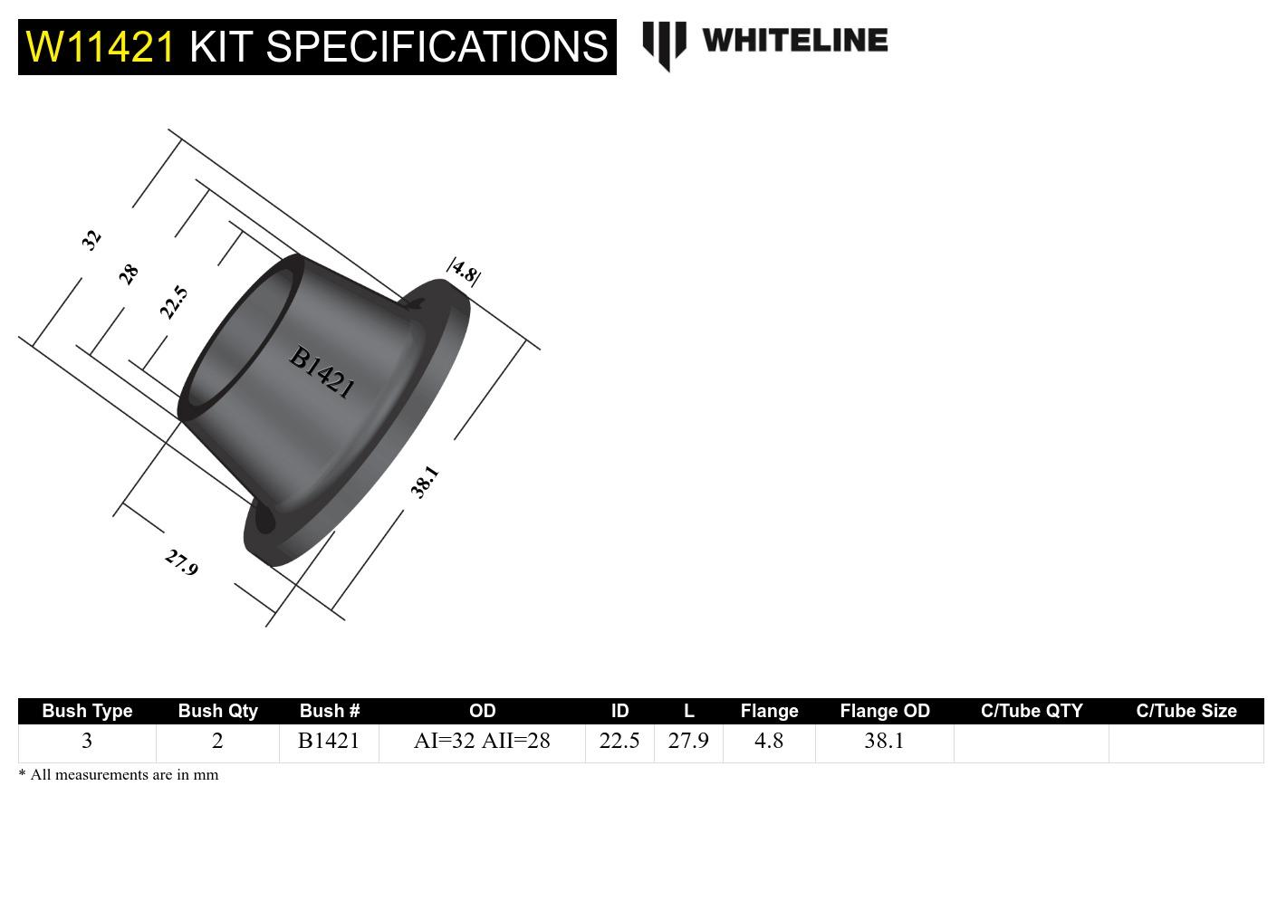 Front Steering Idler Arm - Bushing Kit to Suit Ford Courier, Ranger and Mazda B Series, BT-50
