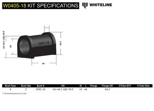 Go to Front Sway Bar Mount - Bushing Kit 18mm to Suit Subaru Forester, Impreza and Liberty