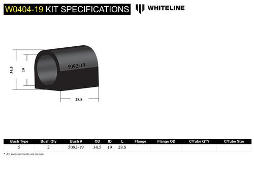 Go to Sway Bar Mount - Bushing Kit 19mm to Suit Subaru Forester, Impreza, Liberty and Outback