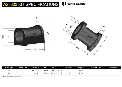 Go to Front Sway Bar Mount and Link - Bushing Kit 31mm to Suit Toyota Land Cruiser 76, 78 and 79 Series