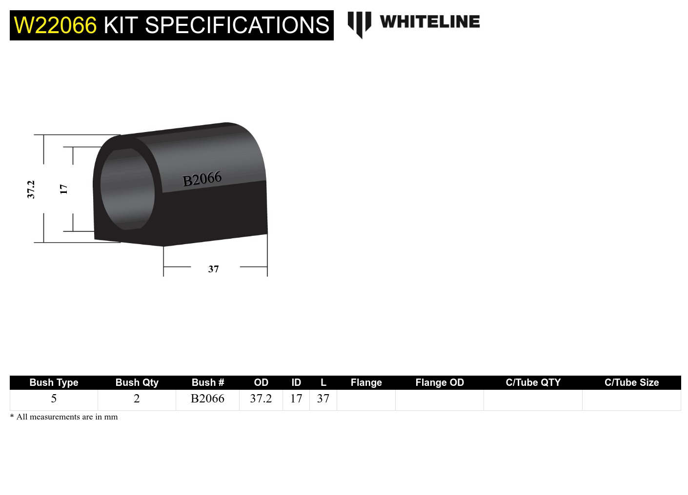 Front Anti Roll Bar Mount - Bushing Kit 17mm to Suit Nissan 1200 and Datsun 120Y