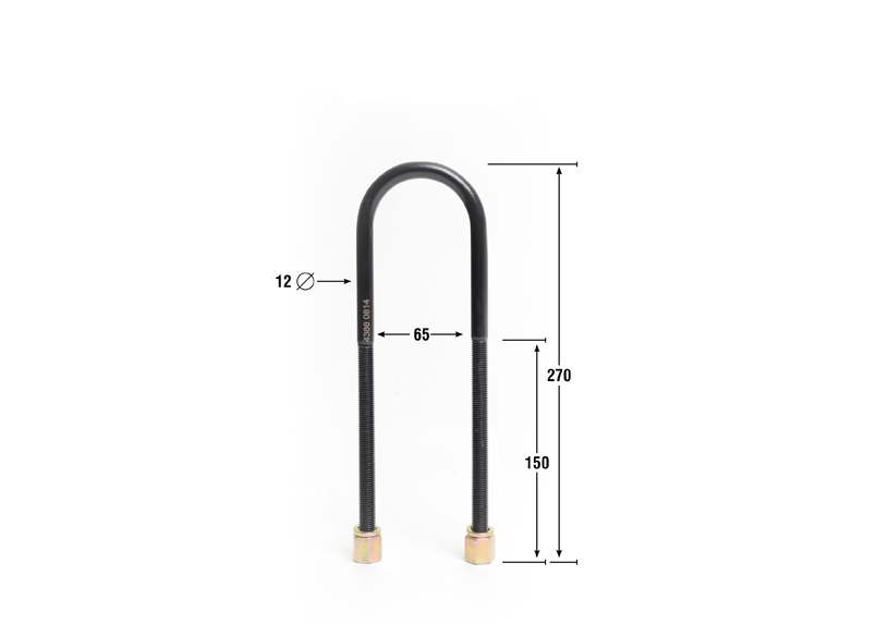 Universal U Bolts - ID=65mm, L=270mm, Thread=M12 - round top