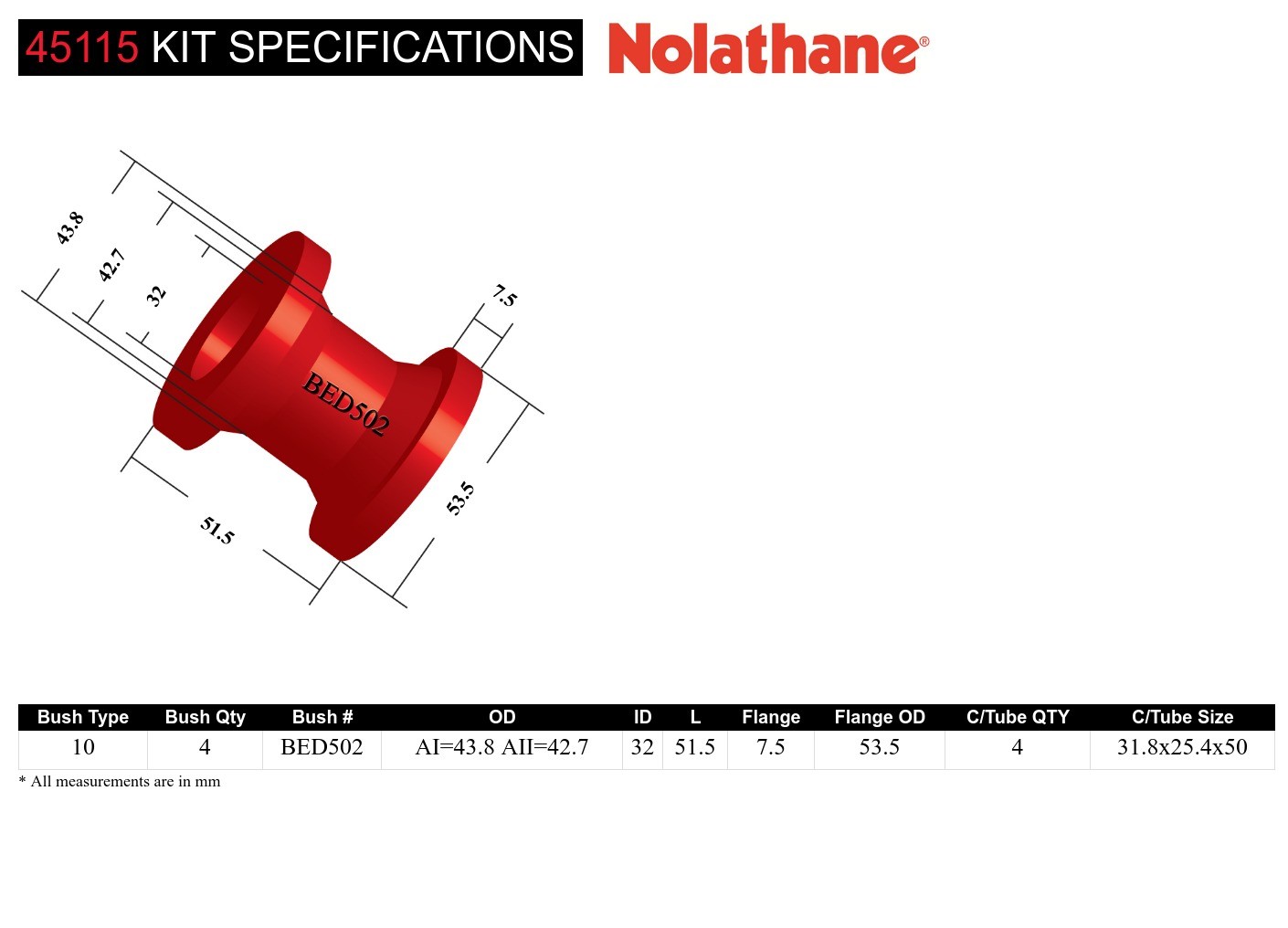 Front Lower Control Arm - Bushing Kit to Suit Bedford Van AN