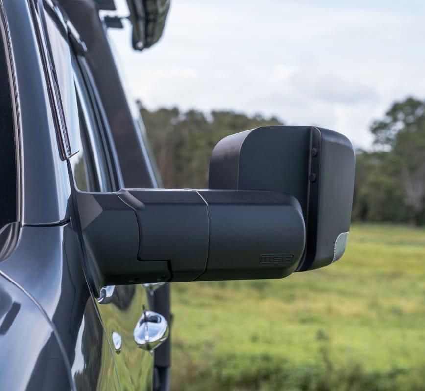 MSA Black Towing Mirror to suit Mitsubishi Triton MQ, MR - non power fold, Electric