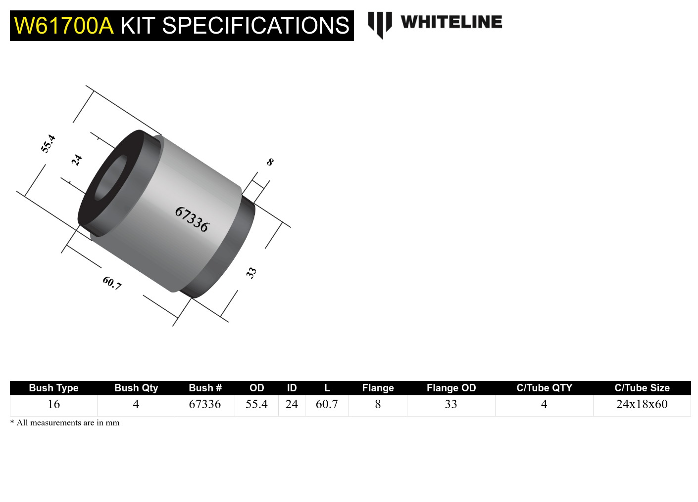 Rear Trailing Arm Lower - Bushing Kit to Suit Toyota Land Cruiser 80 and 105 Series