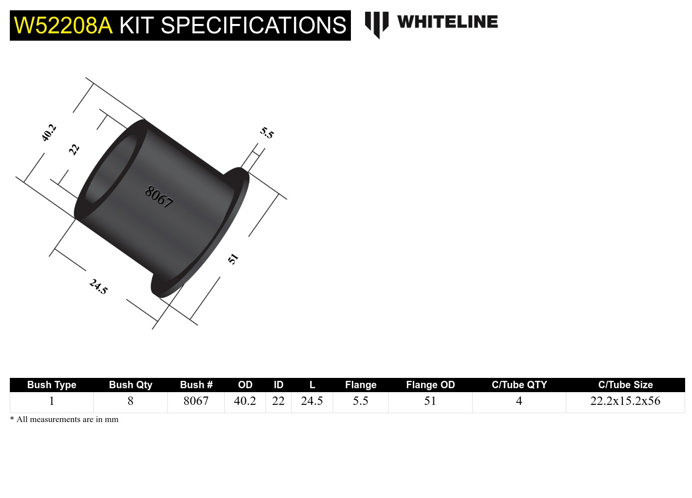 Front Upper Control Arm - Bushing Kit to Suit Mazda MX-5 NA, NB