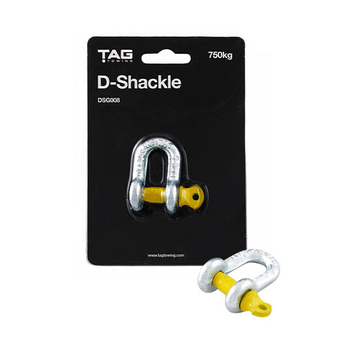Go to TAG D-Shackle - 8mm, 750kg, Drop Forged Carbon Steel
