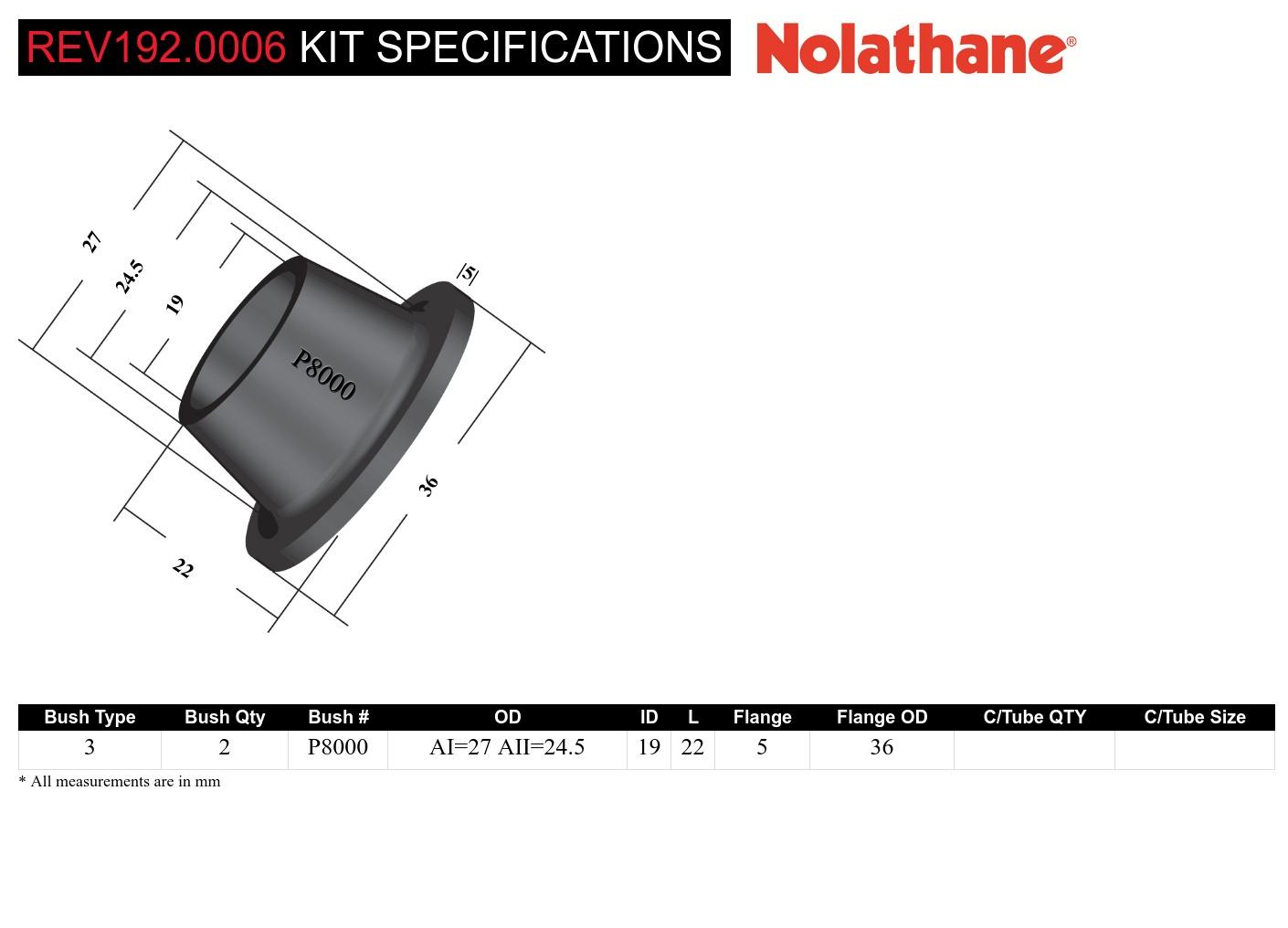 Front Steering Idler Arm - Bushing Kit to Suit Mitsubishi L300, Pajero and Triton