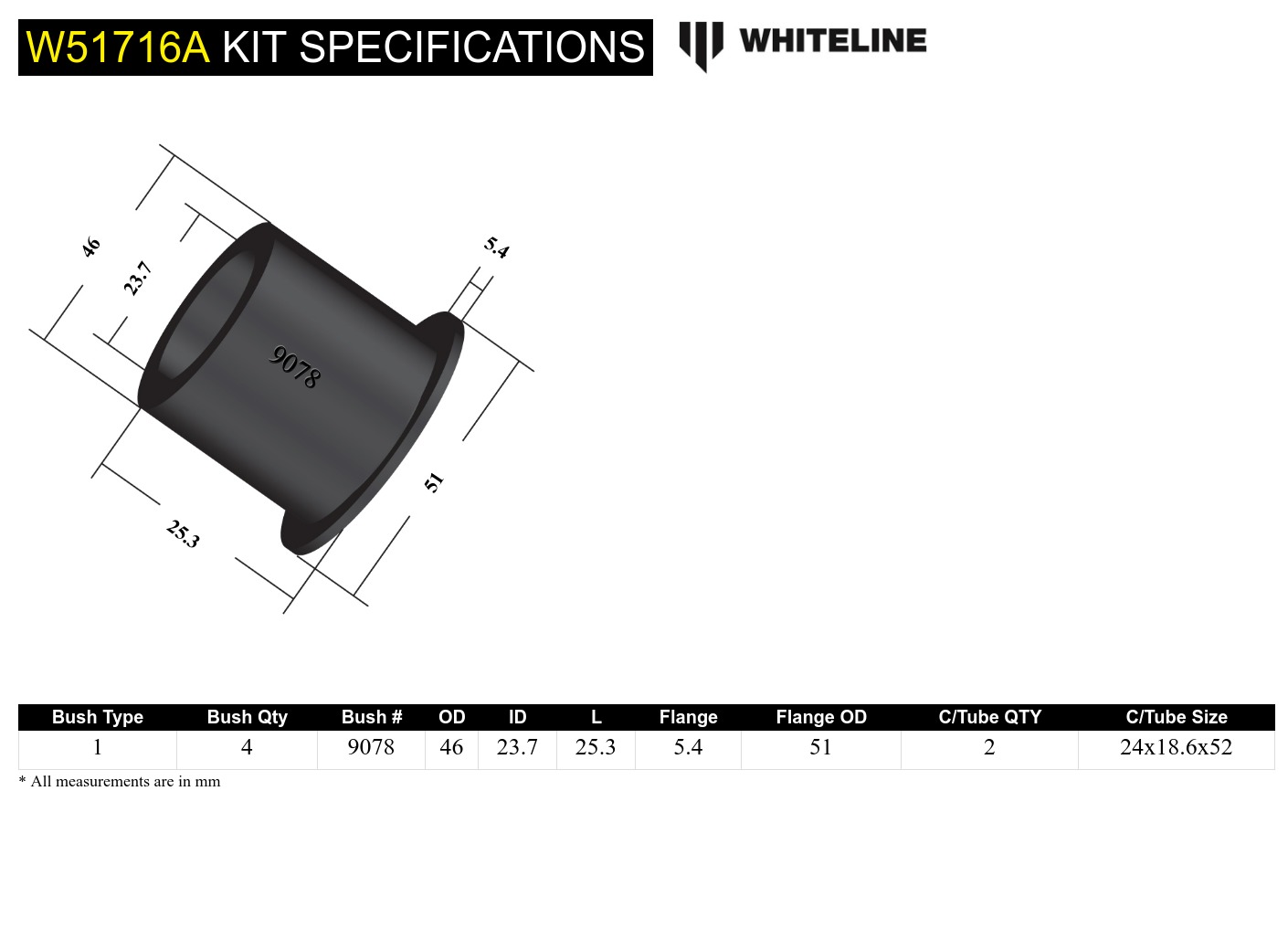 Front Lower Control Arm - Inner Front Bushing Kit to Suit Hyundai Excel X2 and S Coupe SLC