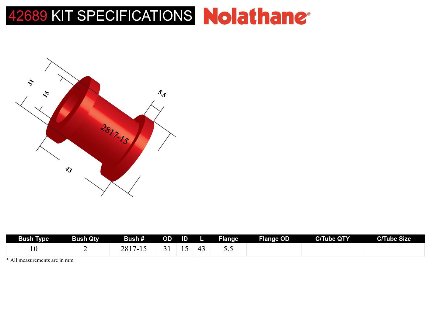 Rear Sway Bar Mount - Bushing Kit 15mm to Suit Lexus GS, IS and Toyota Altezza