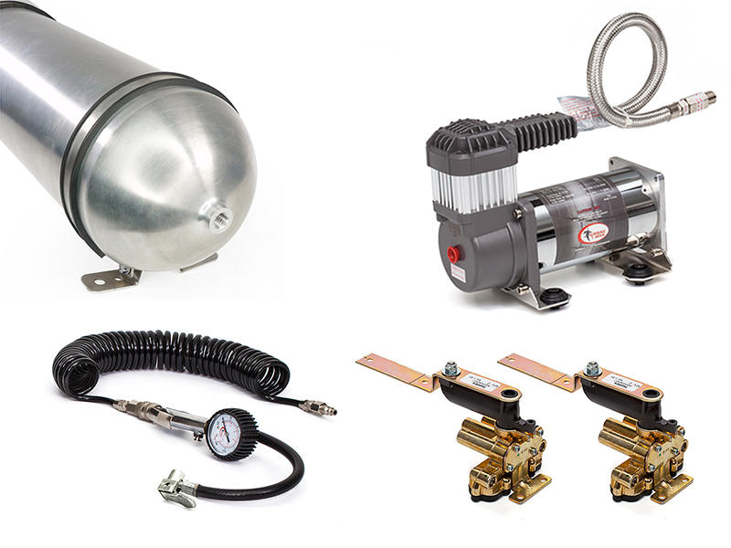Dual Automatic 1 Height Air Control Kit with Tyre Inflation using 3 Gallon Air Tank and Heavy Duty Compressor