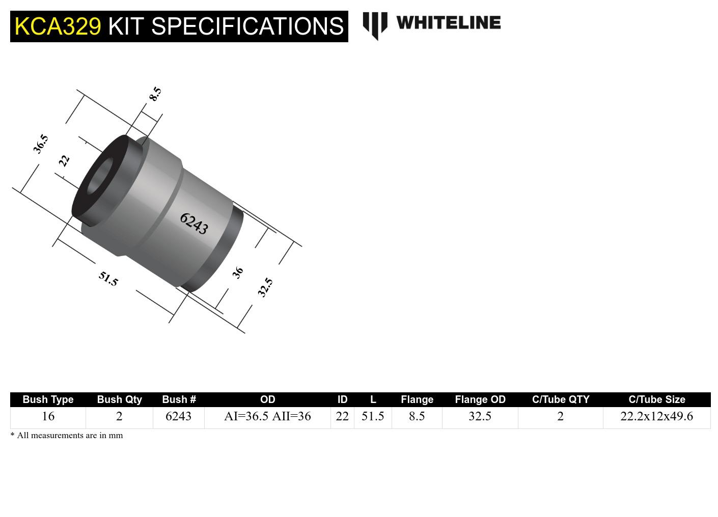 Rear Upper Inner Bushings Offset Camber to Suit Chrysler, Citroen, Dodge, Jeep, Mitsubishi and Peugeot