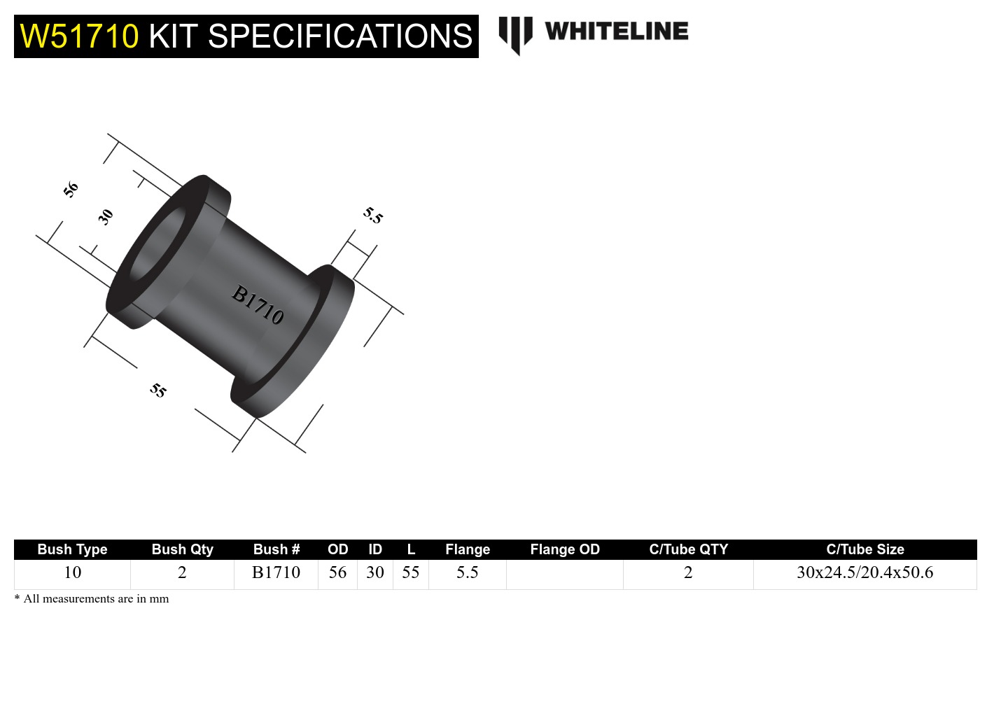 Front Lower Control Arm - Inner Rear Bushing Kit to Suit Subaru Forester, Impreza, Liberty and Outback