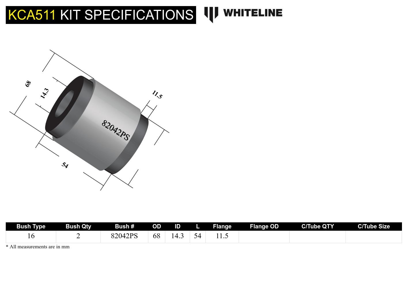 Front Lower Inner Rear Bushings Offset Caster & Anti Lift to Suit Toyota GR Corolla Awd