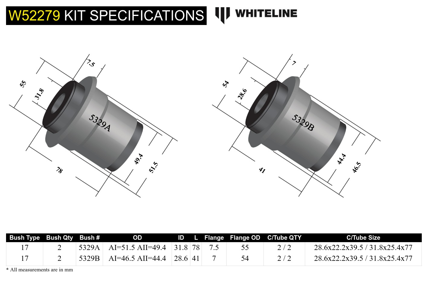 Front Upper Control Arm - Bushing Kit to Suit Mitsubishi L300 and Starwagon SF-WA