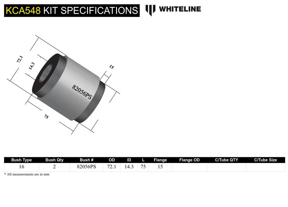 Front Lower Control Arm - Inner Rear Bushing Kit Double Offset to Suit Nissan Elgrand, Maxima and Murano