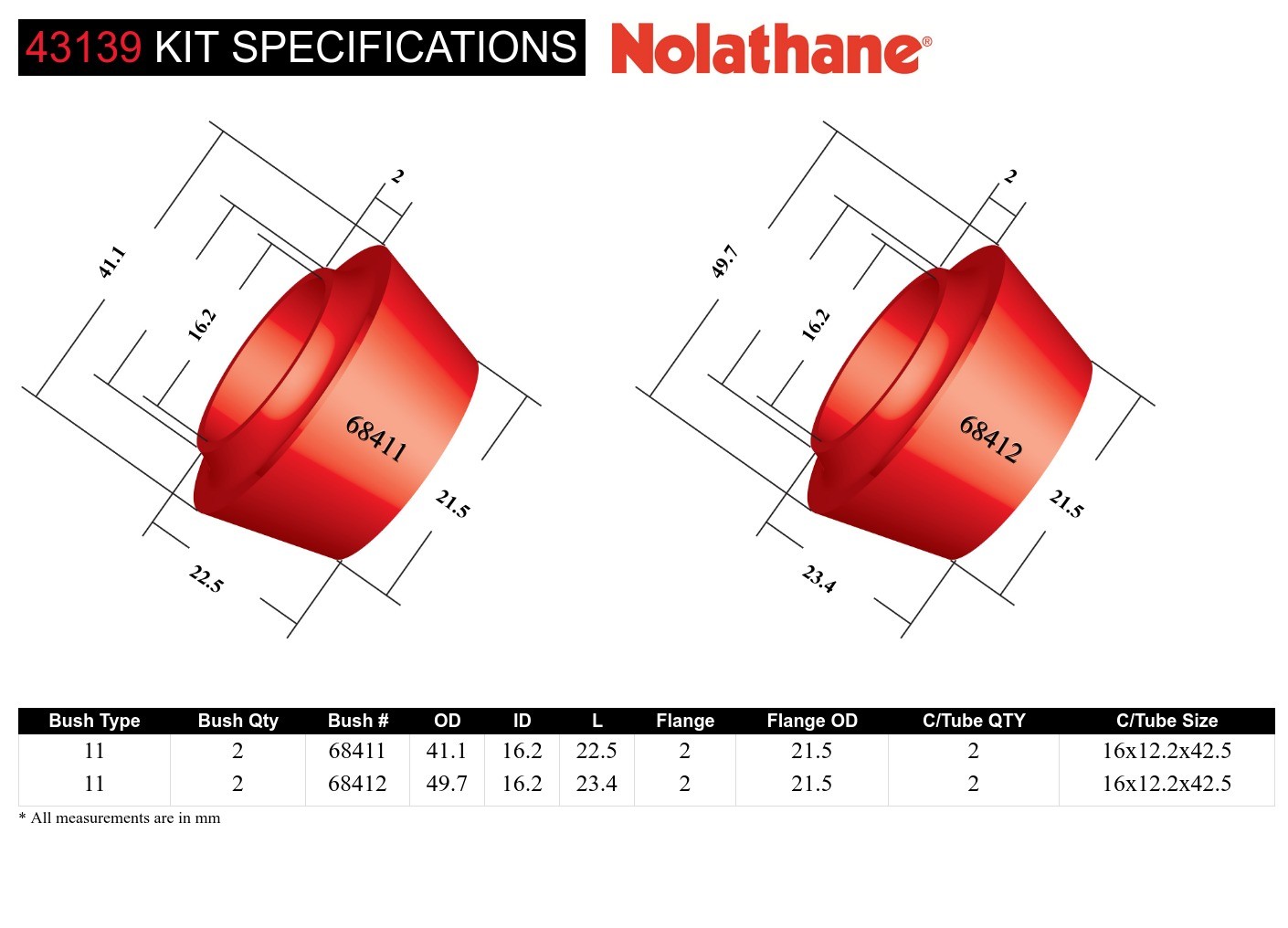 Front Shock Absorber - Upper Bushing Kit to Suit Nissan Navara D40, D23 and Pathfinder R51