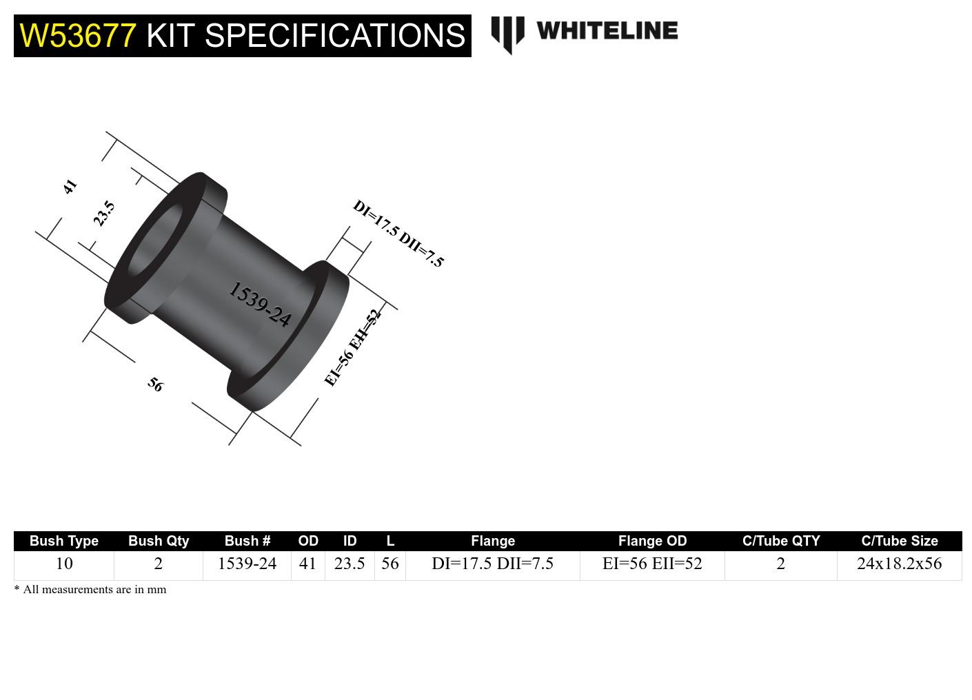 Front Lower Control Arm - Inner Rear Bushing Kit to Suit Honda Civic, CR-X and Integra DC2