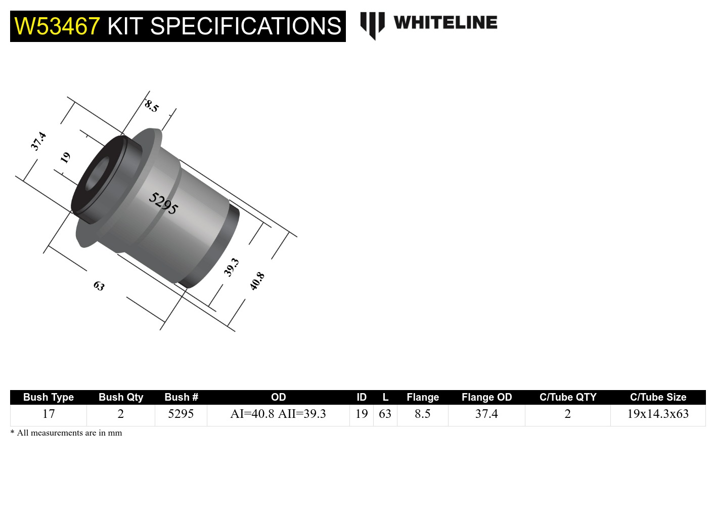 Front Lower Control Arm - Inner Bushing Kit to Suit Nissan 180SX, 200SX, 300ZX and Skyline