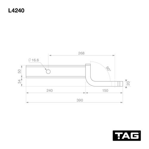 Go to TAG Tow Ball Mount - 268mm Long, 90° Face, 50mm Square Hitch