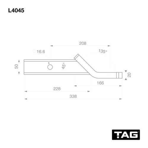Go to TAG Tow Ball Mount - 208mm Long, 135° Face, 50mm Square Hitch