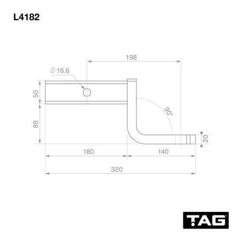 Go to TAG Tow Ball Mount - 198mm Long, 90° Face, 50mm Square Hitch