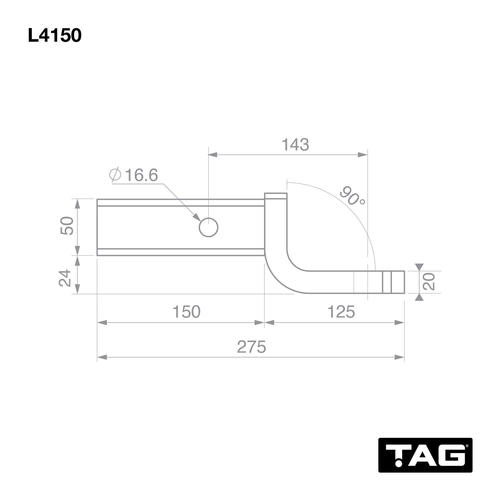 Go to TAG Tow Ball Mount - 143mm Long, 90 Degree Face, 50mm Square Hitch