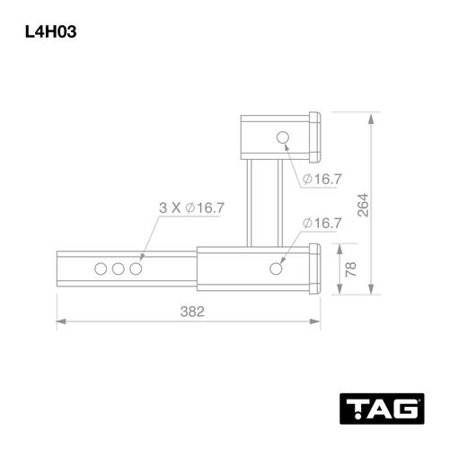 Go to TAG Dual Receiver Hitch Extender - 50mm Square