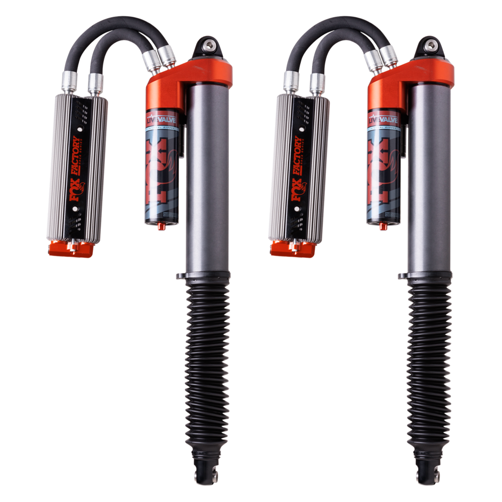 Fox Factory Race Series 3.2 Live Valve Internal Bypass Rear Shock Absorber (pair) - adjustable to suit Ford F-150 Raptor 2021-on (Live Valve, Internal Bypass, 3.0 Series, P/B, External Cooler, 0-1