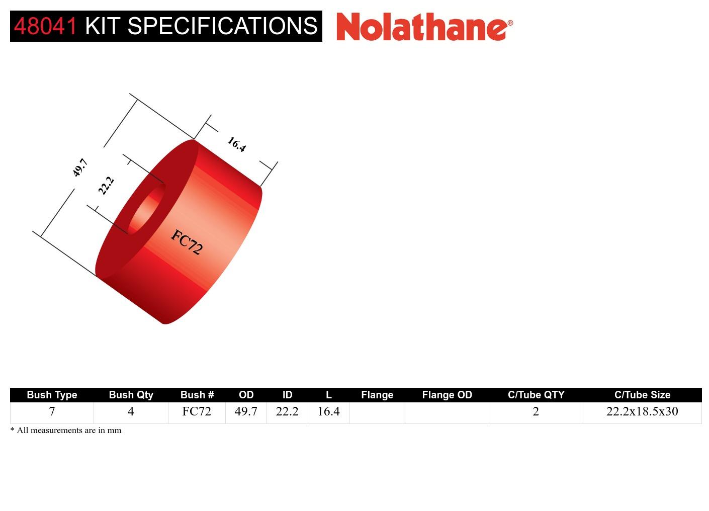 Front Strut Rod - To Chassis Bushing Kit to Suit Ford Cortina TC, TD