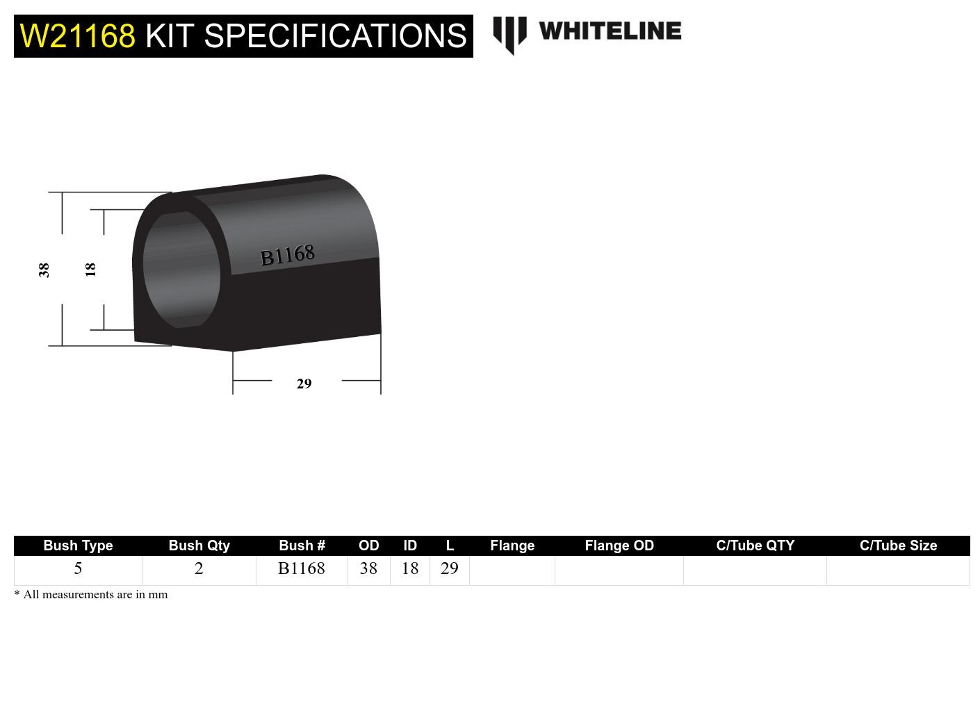 Anti Roll Bar Mount - Bushing Kit 18mm to Suit Holden Commodore VB-VS, EK-WB and HSV