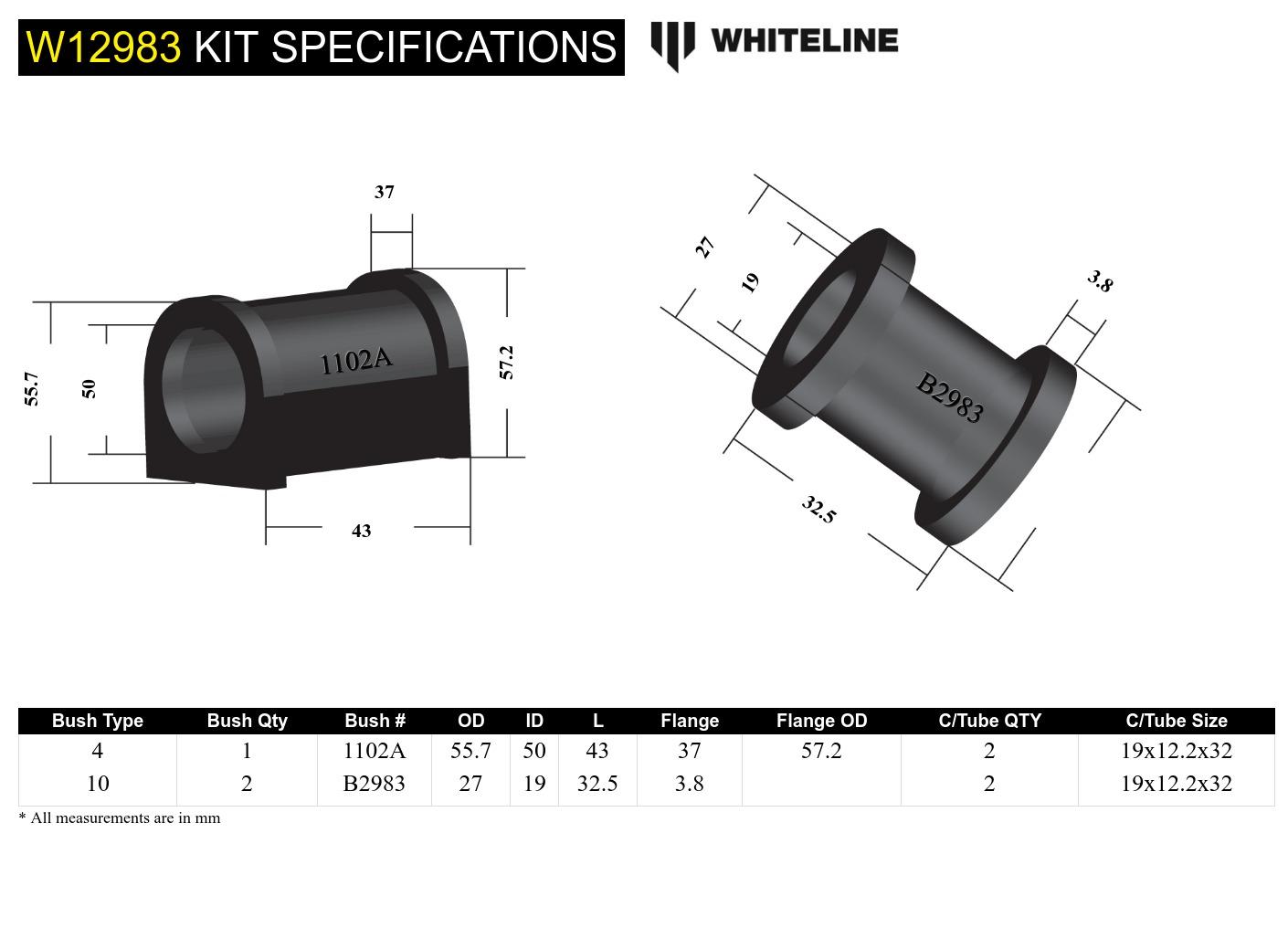 Front Steering Rack and Pinion - Mount Bushing Kit to Suit Mitsubishi Magna TE-TW Fwd/Awd