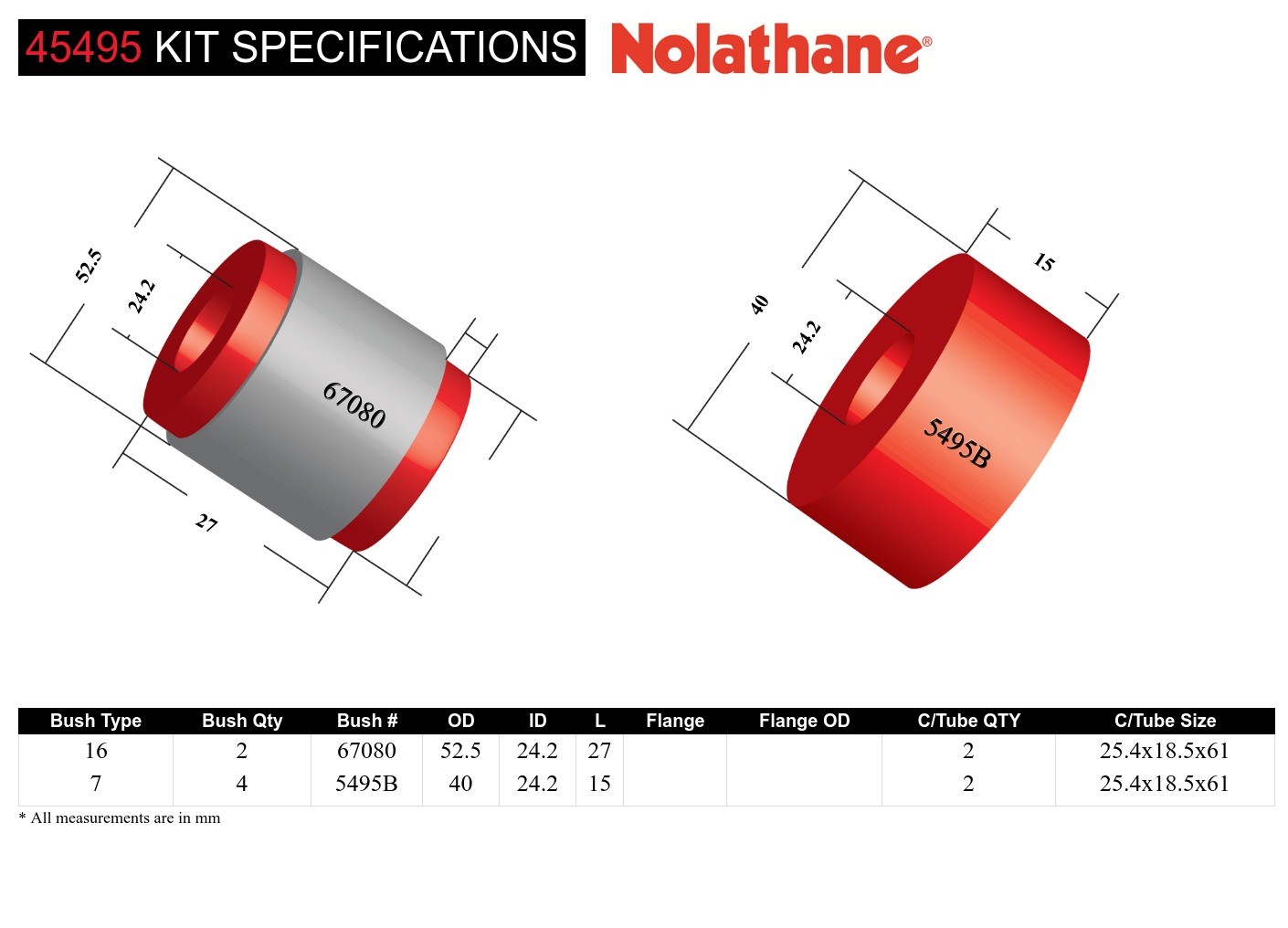 Front Lower Control Arm - Inner Rear Bushing Kit to Suit Toyota Corolla AE101 and Holden Nova LG