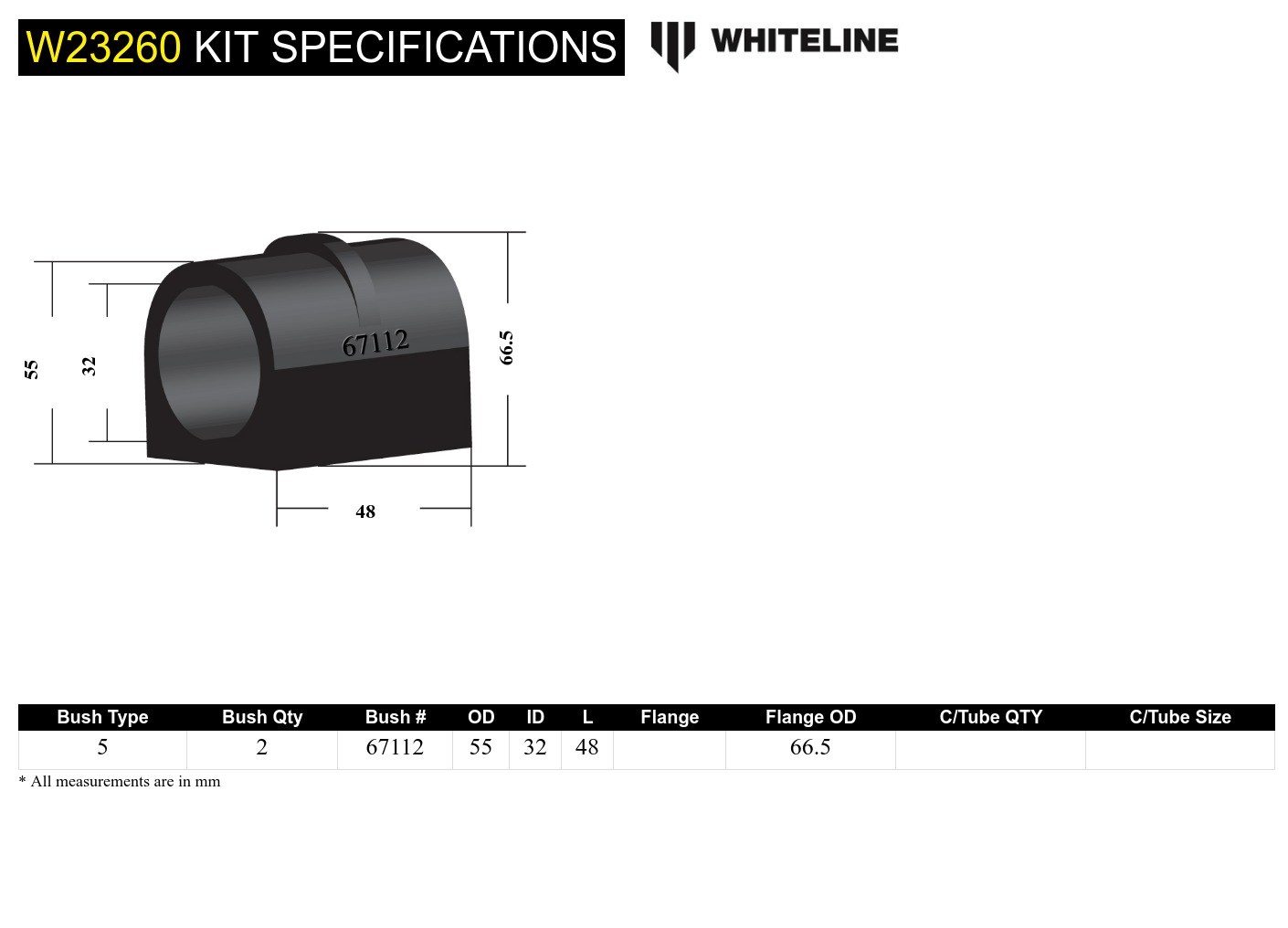 Front Anti Roll Bar Mount - Bushing Kit 32mm to Suit Ford Falcon/Fairlane FG, FGX and FPV