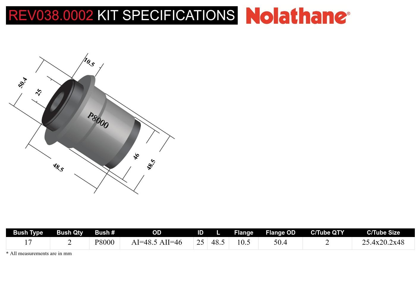 Front Upper Control Arm - Inner Front Bushing Kit to Suit Toyota HiLux, 4Runner and HiAce