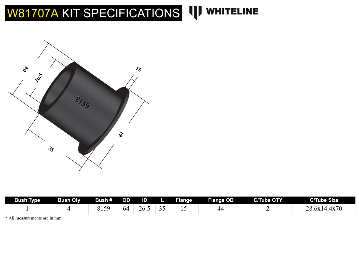 Front Strut Rod - To Chassis Bushing Kit to Suit Nissan 180SX