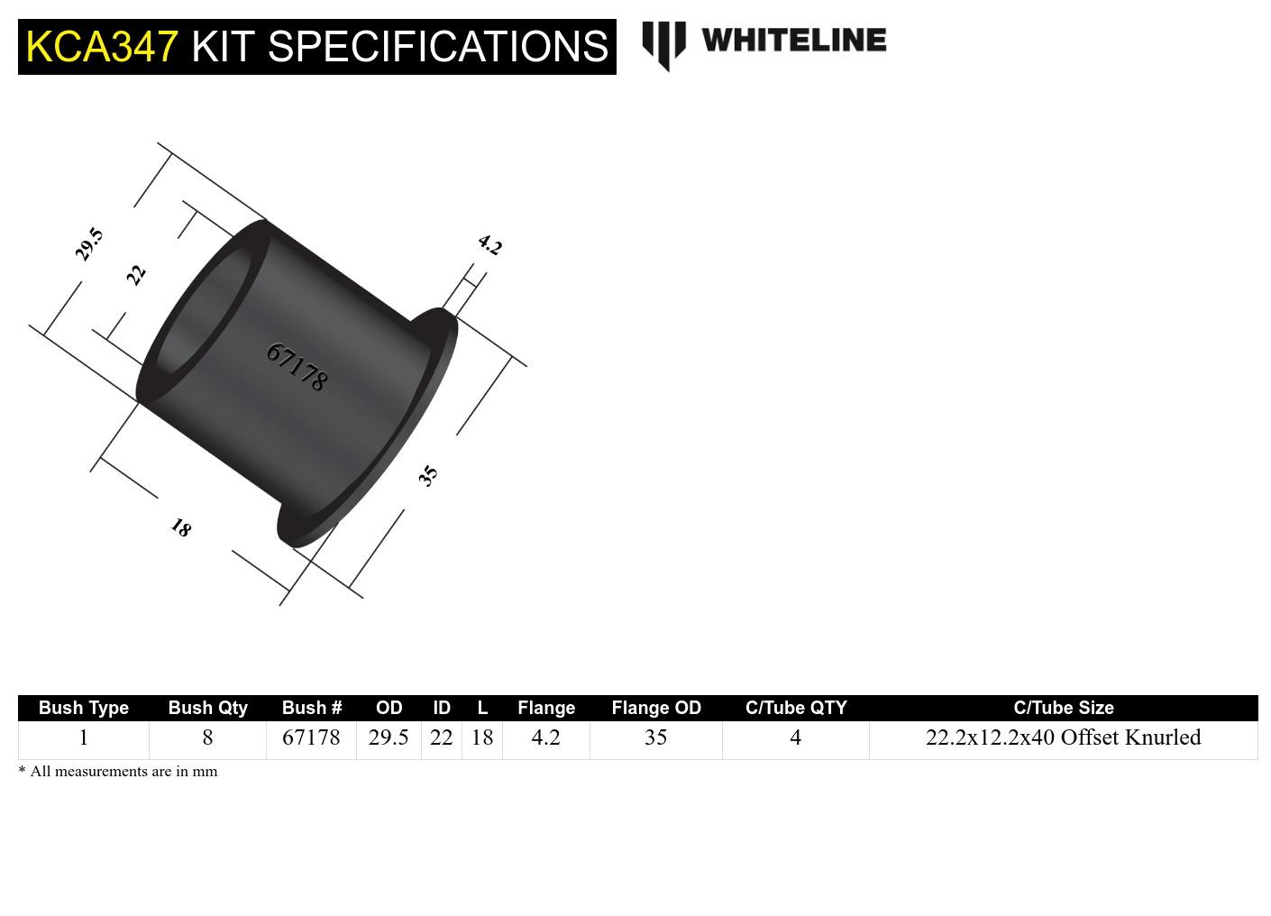 Rear Toe Control Arm - Bushing Kit Double Offset to Suit Nissan