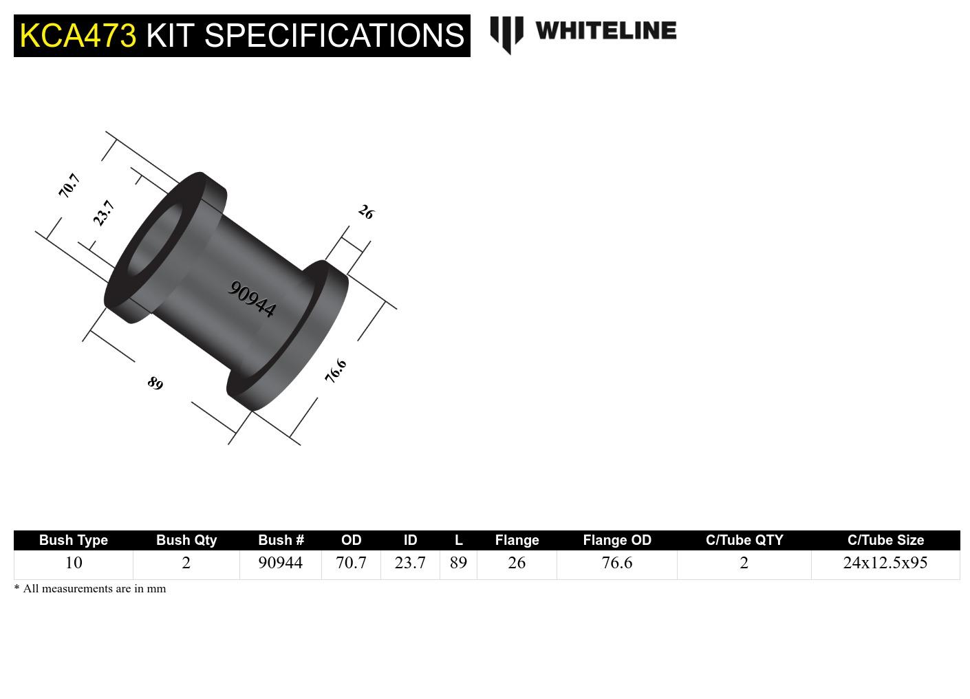 Front Strut Tension - Bushing Kit-Double Offset Caster Kit to Suit BMW 1, 2, 3 and 4 Series