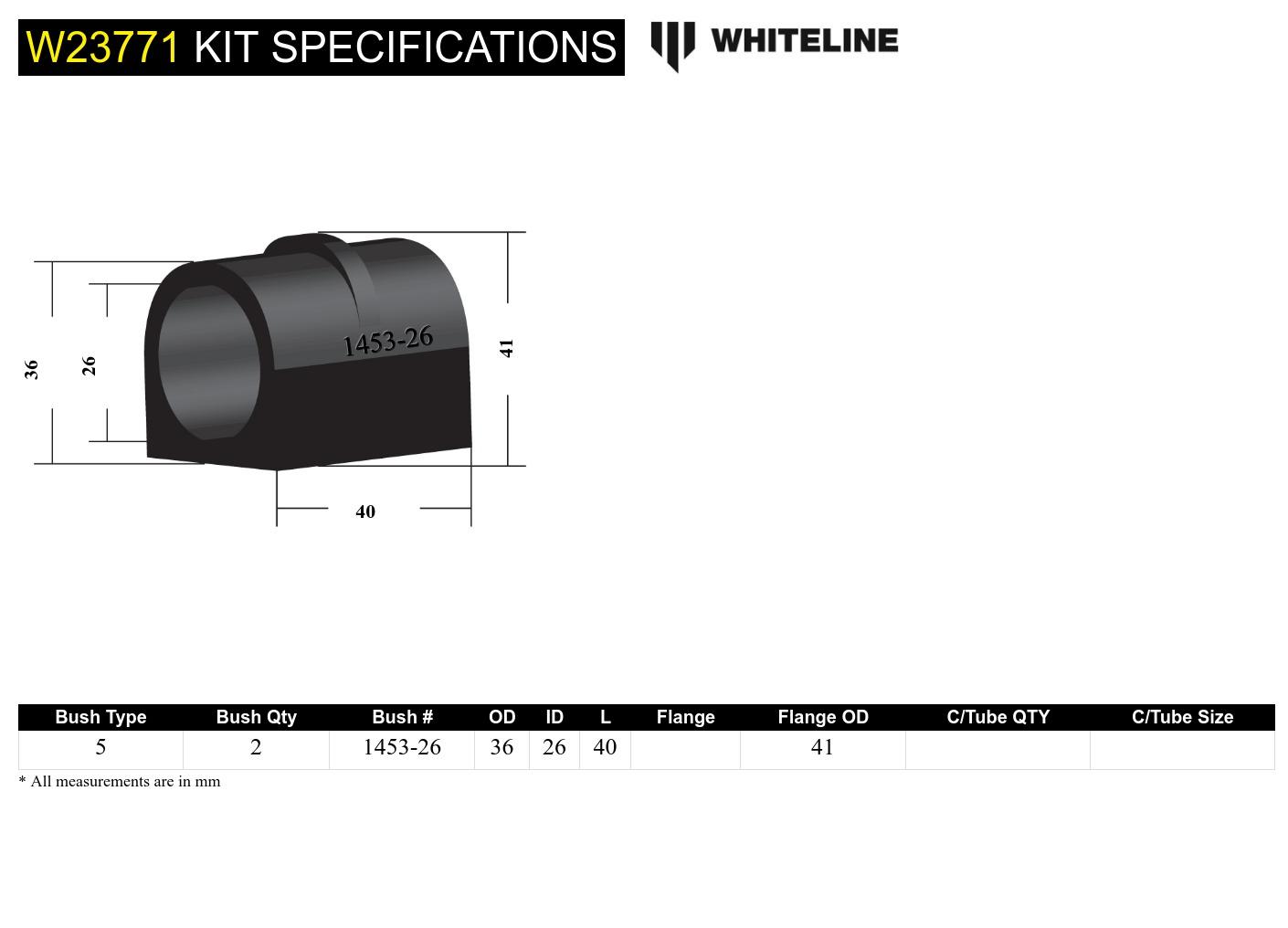 Front Anti Roll Bar Mount - Bushing Kit 26mm to Suit Holden Commodore VB-VZ and HSV